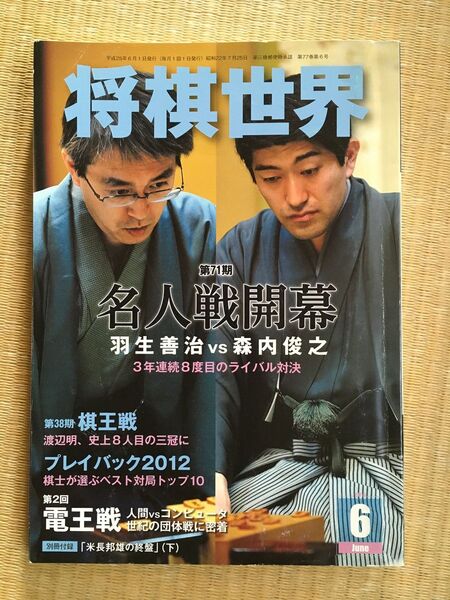 将棋世界　2013年6月号　付録なし　羽生VS森内