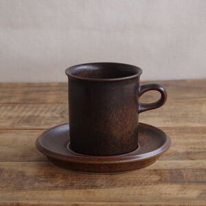 コーヒーカップ ソーサー アラビア ルスカ ARABIA Ruska ヴィンテージ食器 陶器 #2240224-84 アンティーク 北欧 ブラウン シンプル モダン