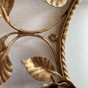 イタリア製 アイアン ミラー 薔薇の装飾 昭和アンティーク 壁掛け鏡  インテリア装飾品の画像7