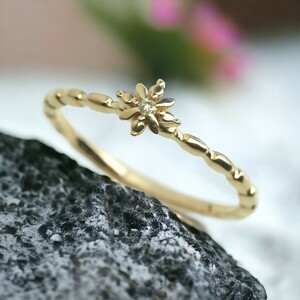 Nojess Nojess pretty natural diamond ring ring K10YG 10.5 number 