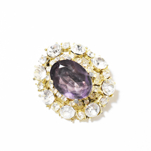 Vintage H.POME RAINTZ&CO.NY　1950’s 　Violet glass×clear rhinestone　 brooch_画像1