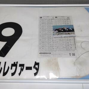 M59 【JRA レース実使用 ゼッケン】 ローレルレヴァータ 9番 2012年01月15日 京都4R 写真 冊子付 横約70㎝×縦約50㎝ 当時物/競馬/の画像1