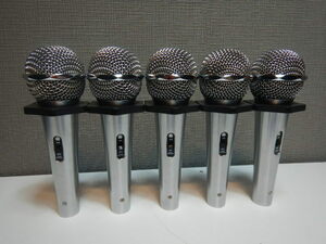 A122　超美品　Dynamic Microphone ダイナミック マイクロフォン　Hitech　マイク　PS-158　5個 セット　演説/スナック/司会/カラオケ