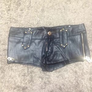  super value exhibition smaller size Lady's fake leather Berry short pants S size black new goods tag attaching 