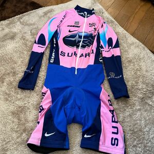 Super Value -out Перечисление небольшого размера команда Nike Lady Subbru Offical с длинным рукавом Cycle Suit XS Size Pink/Blue Используется супер красивые товары