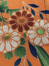 ★きものさらさ　アンティーク着物帯★子供着物　縮緬　ちりめん　菊　刺繍　大正ロマン　正絹　古布　古裂　時代裂_画像5