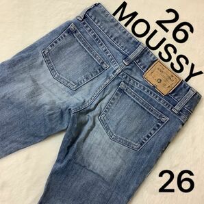 【希少】 MOUSSY デニム 26 ローライズ 26inch ライトブルー 可愛い ギャル 渋谷109 ジーンズ