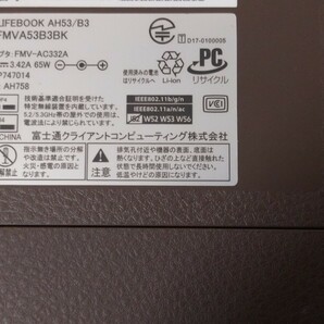 ジャンク 外装美品 富士通 LIFEBOOK AH53/B3 Corei7 8550U 最大4.00GHz FMVA53B3BK の画像7