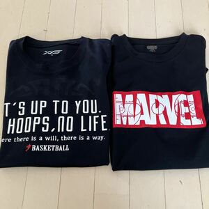 Tシャツ 半袖 ブラック トップス MARVEL バスケットボール部 BASKETBALL 部活Tシャツ 2枚セット男の子 子供服