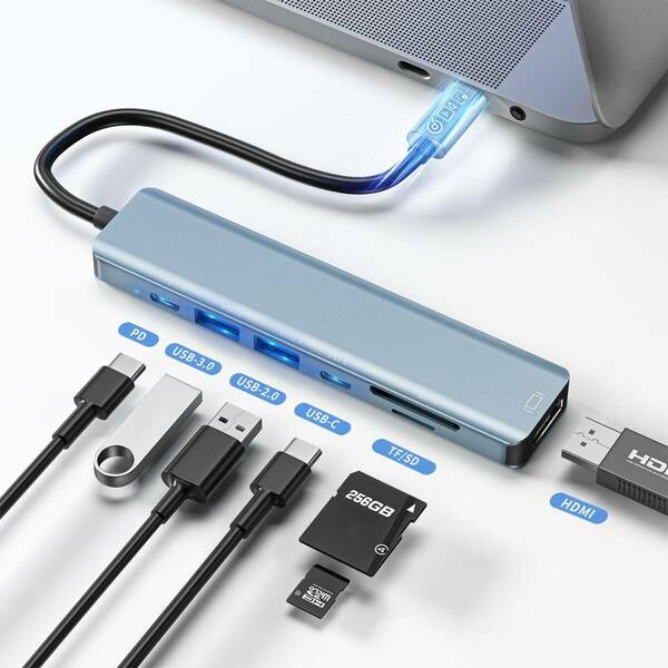 USB C ハブ USB-C ハブ 7-in-1 type-c ハブ 4k hdmi マルチポート usb hub 5Gbps超高速データ転送用 急速PD充電 TF/SDカードリーダー