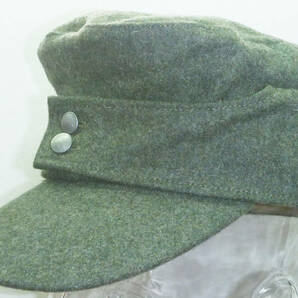 送料無料!ドイツ軍 兵用M43規格帽 猟兵帽章（柏葉章）付き サイズ約59.5センチ フィールドグレー（陸軍 軍帽 戦闘帽 軍服