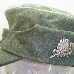 送料無料!将校用です！ドイツ軍 M43規格帽 猟兵帽章（柏葉章）付き サイズ約61.5センチ フィールドグレー（陸軍 軍帽 戦闘帽 軍服の画像2