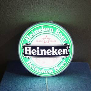 ①ハイネケン Heineken LED看板灯 ②ブリキ製看板のセットの画像2