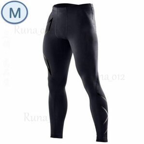 送料込み☆2XU メンズ タイツ M 黒色 ブラック コンプレッションウェア マラソン ランニング ジョギング トレーニング ジム ヨガ レギンスの画像1