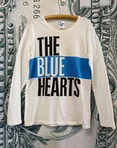 THE BLUE HEARTS ザブルーハーツ 長袖Tシャツ ロンT プリントロゴ 白×青 Tシャツ 甲本ヒロト _画像2
