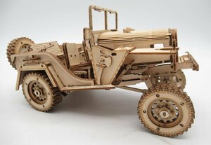 ROKR 立体 パズル 木製 ウッド 3d ARMY FIELD CAR MC701 ヴィンテージカー☆組立途中 現状品★N0330068