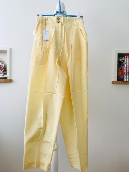 【新品未使用】JASMI シルク55％/綿45％ 綺麗なイエローポケット付パンツ