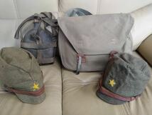 旧日本軍帽子x2 水筒 バッグ　4点セット　当時物_画像1