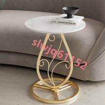 美しいフレームデザインのサイドテーブル おしゃれ かわいい モダン インテリア 家具 コーヒーテーブル エンドテーブル ゴールド ホワイト_画像2