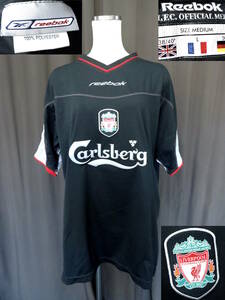 6中古訳有 Reebok リバプール F.C. 2002-03 ユニフォーム Mサイズ アウェイ ユニ Carlsberg 38/40" 個人名入 liverpool リーボック