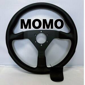 送料無料新品 MOMO 社外 ステアリング ブラック ホーンボタン付き ハンドル 革 即日発送可能