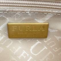 １円〜 ◇格安スタート◇ FURLA フルラ ハンドバッグ アクセサリーポーチ 化粧ポーチ オールレザー ベージュ レディース フラップ_画像9