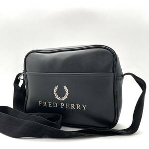 １円〜 ◇格安スタート◇ FRED PERRY フレッドペリー ショルダーバッグ 斜めかけ ポシェット メンズ レディース ユニセックス ブラック 黒