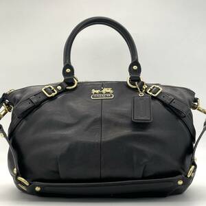 ◇高級美品◇ COACH コーチ 2way ショルダーバッグ ハンドバッグ 腕掛け オールレザー ブラック 黒 メンズ レディース ユニセックス