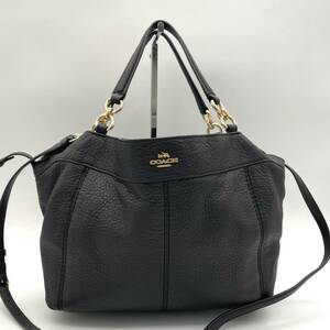 ◇美品 人気モデル◇ COACH コーチ 2way ショルダーバッグ ハンドバッグ トートバッグ オールレザー ブラック 黒 ゴールド金具