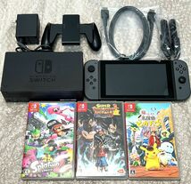 〈本体美品〉ニンテンドー スイッチ 本体 HAC-001＋スプラトゥーン2・スーパードラゴンボールヒーローズ・名探偵ピカチュウ SWITCH_画像1