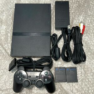 〈動作確認済み〉PS2 プレイステーション2 SCPH-70000 CB チャコールブラック 薄型 本体 メモリーカード プレステ2 PlayStation2