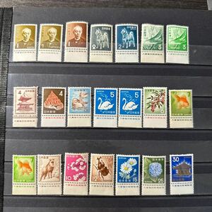 【4】動植物国宝図案切手シリーズ　未使用　1円〜30円 21種　銘板付き　糊有　額面混合　NH
