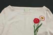 美品 シビラ 花柄刺繍長袖ウールニットプルオーバー 定価2.9万円 ベージュL mg824_画像6