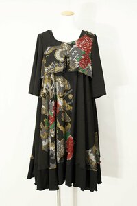 ☆美品☆ヨシノブオオスエ詩仙堂/和花柄ボレロカーディガン&チュニック:黒系yu092