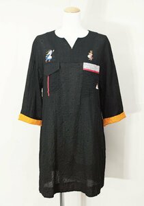 * beautiful goods *aru Velo Velo / pig san embroidery cotton soccer 7 minute sleeve tunic : black series yu201