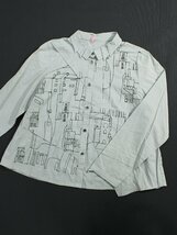 美品 t.b/センソユニコ コットン100％総柄長袖シャツブラウス グレー系40 ri774_画像3