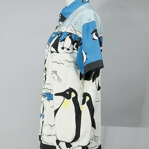アルベロベロ ペンギン柄レギュラーカラー半袖オーバーブラウス 水色青黒白 ak870の画像4