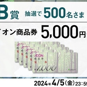 懸賞 応募券 ３口 ( 宿泊ペアご招待、、イオン商品券 5000円の画像2