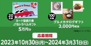 懸賞 応募券　( JTB旅行券 50,000円、、他