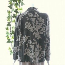 【新品】8828【ML】薔薇模様 膨れジャガード カットソー グレー系 ハイネック 長袖 ストレッチ 上品 40代 50代 60代 春 秋_画像10