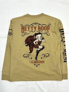 Betty Boop x BRAVE-MAN ベティ ブレイブマン コラボ ロンTee 天竺 長袖Tシャツ BBB-2402 ベージュ Lサイズ