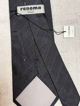 1053H 【renoma】paris cravates レノマ ネクタイ　ネイビー無地　シルク100% 菱屋製造 ヴィンテージ_画像4