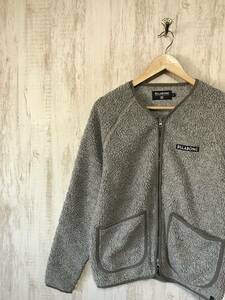 366☆【ノーカラー フリース ボアジャケット】BILLABONG ビラボン グレー S