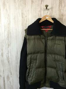 421☆【2WAY ニット切り替え ダウンジャケット】TOMMY HILFIGER トミーヒルフィガー 袖着脱可 XL