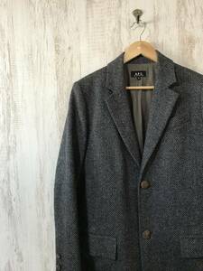 w118☆【ヘリンボーン ウール チェスターコート】A.P.C. アーペーセー ダークグレー XS