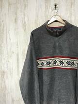 V372☆【90s ヴィンテージ ノルディック ハーフジップ フリースジャケット】TOMMY HILFIGER トミーヒルフィガー グレー XL_画像1