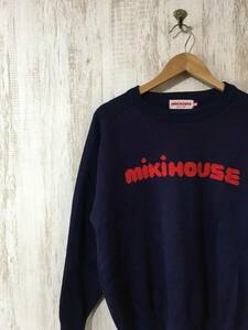515☆【フロントロゴ ニットセーター】MiKi HOUSE メンズ ミキハウス 紺 M