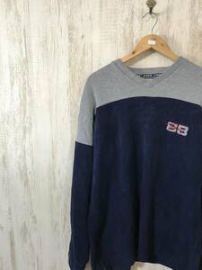 611☆【90s ヴィンテージ 切り替え フリース】TOMMY JEANS トミーヒルフィガー L グレー 紺