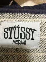 110☆【ボーダー スウェットパーカー】STUSSY ステューシー 紺 M_画像6