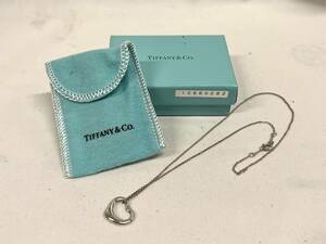 T5930 【正規品】 1円～ TIFFANY&Co.ティファニー オープンハート シルバー ネックレス 925刻印 ペレッティ アクセサリー レディース